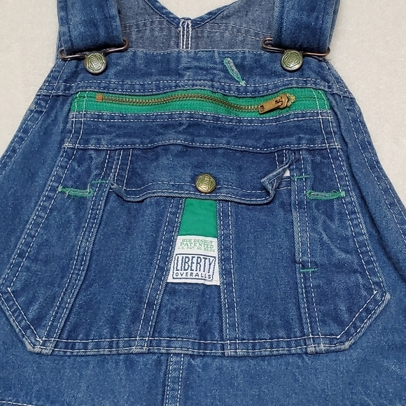 VINTAGE Liberty Stone Wash Loose Fit Wide Leg Carpenter Overalls Biballs Grunge - Picture 8 of 14